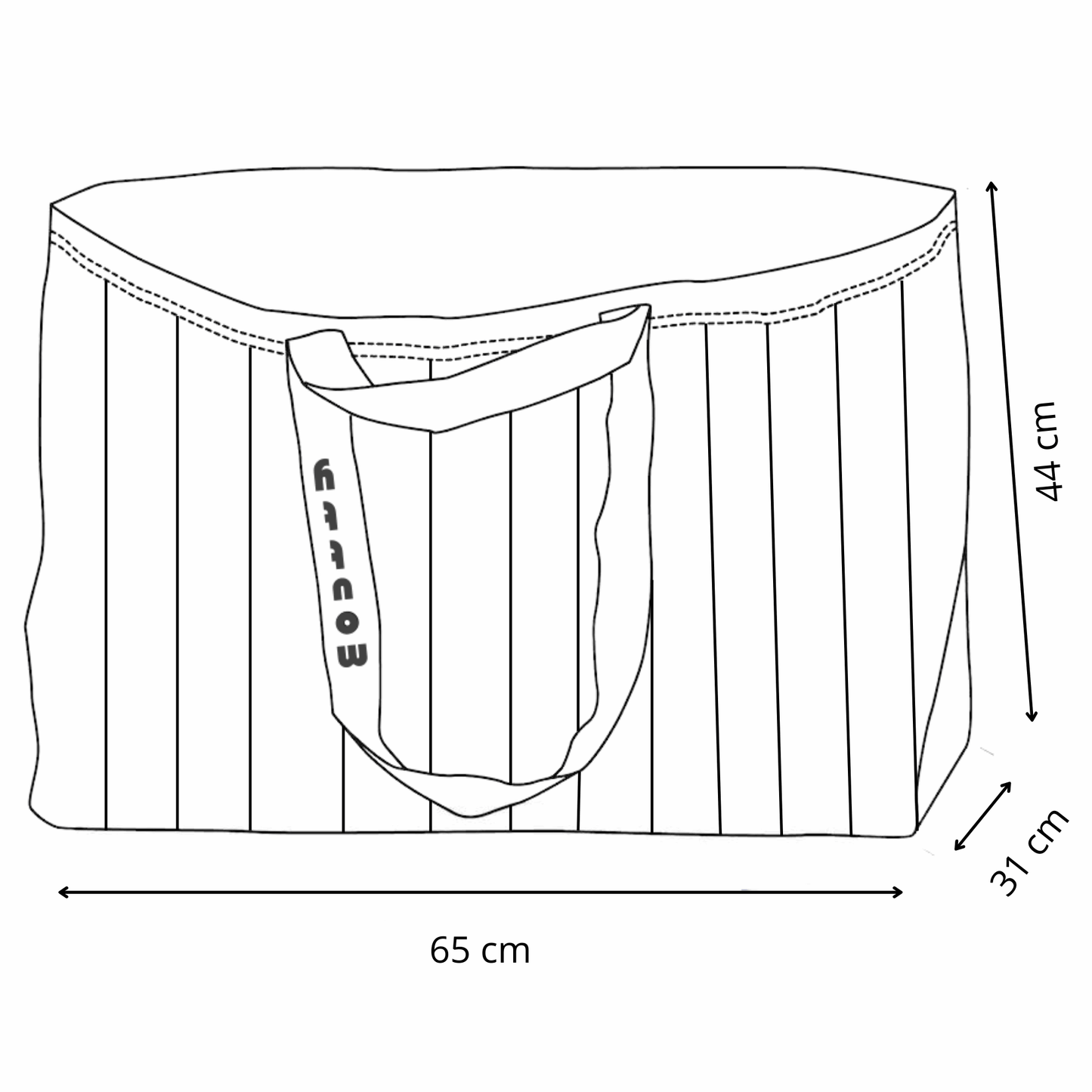 moutty Sac LE MAXI CABAS À RAYURES CABINE - VERT - CAPSULE BONJOUR