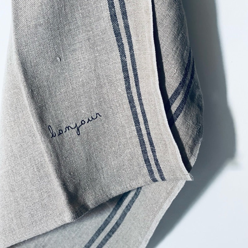 moutty BRODERIE BONJOUR Torchon le bocage - Lin - Brodé « bonjour »