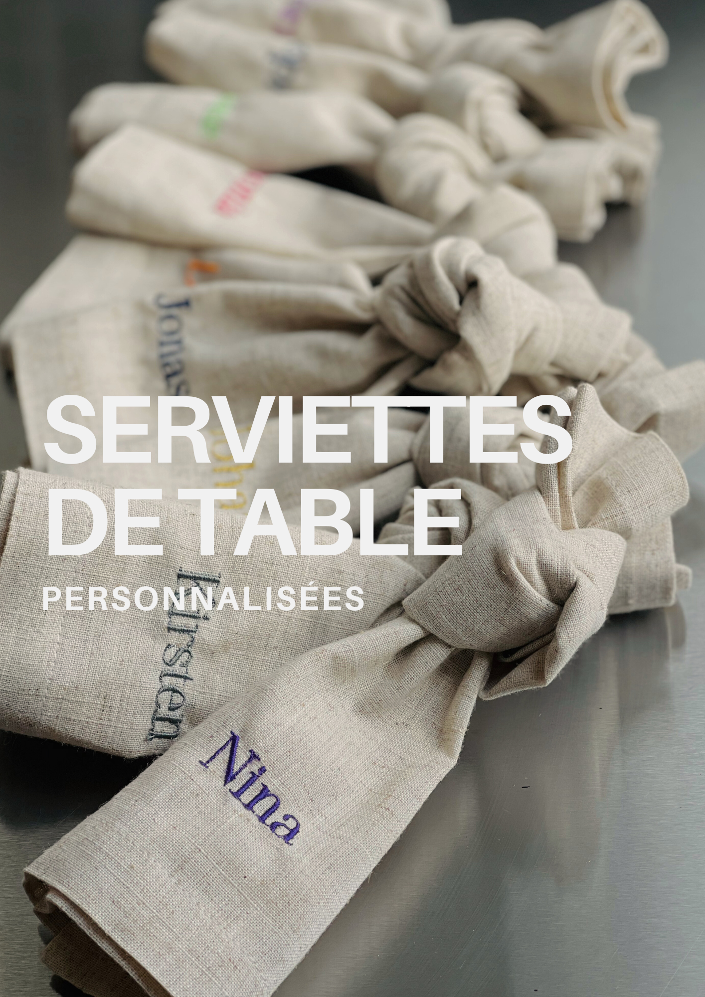 serviette de table personnalisée prénom texte logo 
