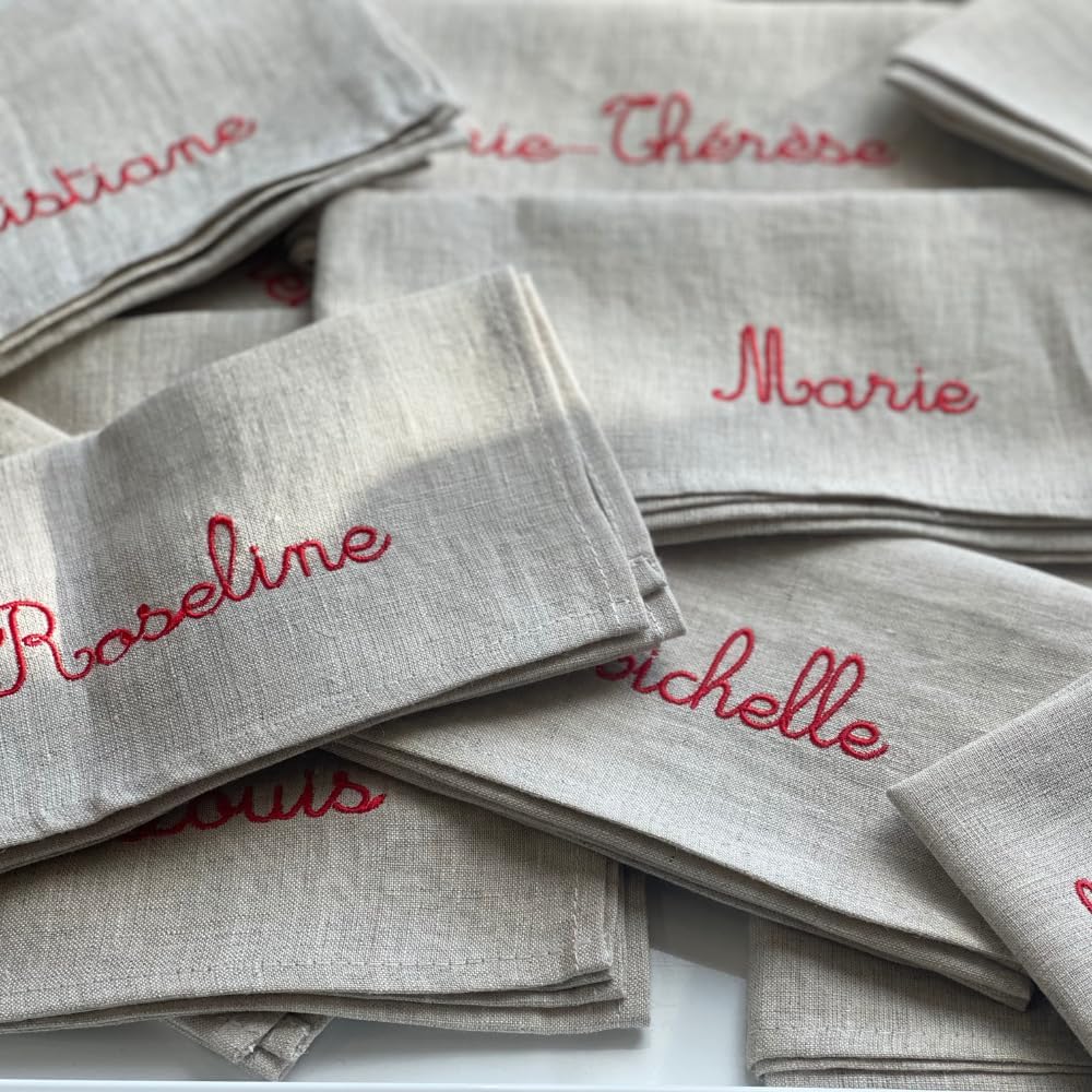 serviette de table personnalisée prénom texte logo  Bild