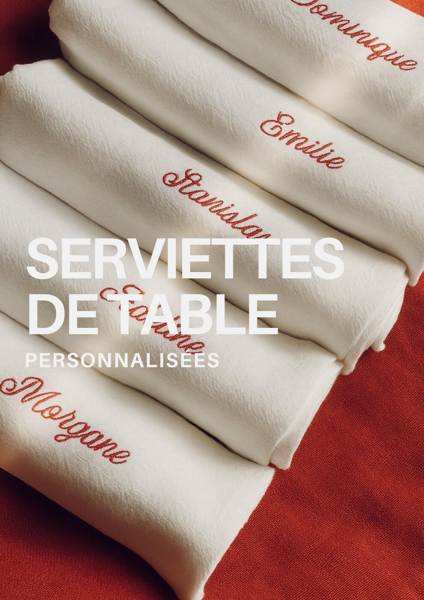 serviette de table personnalisée prénom texte logo 