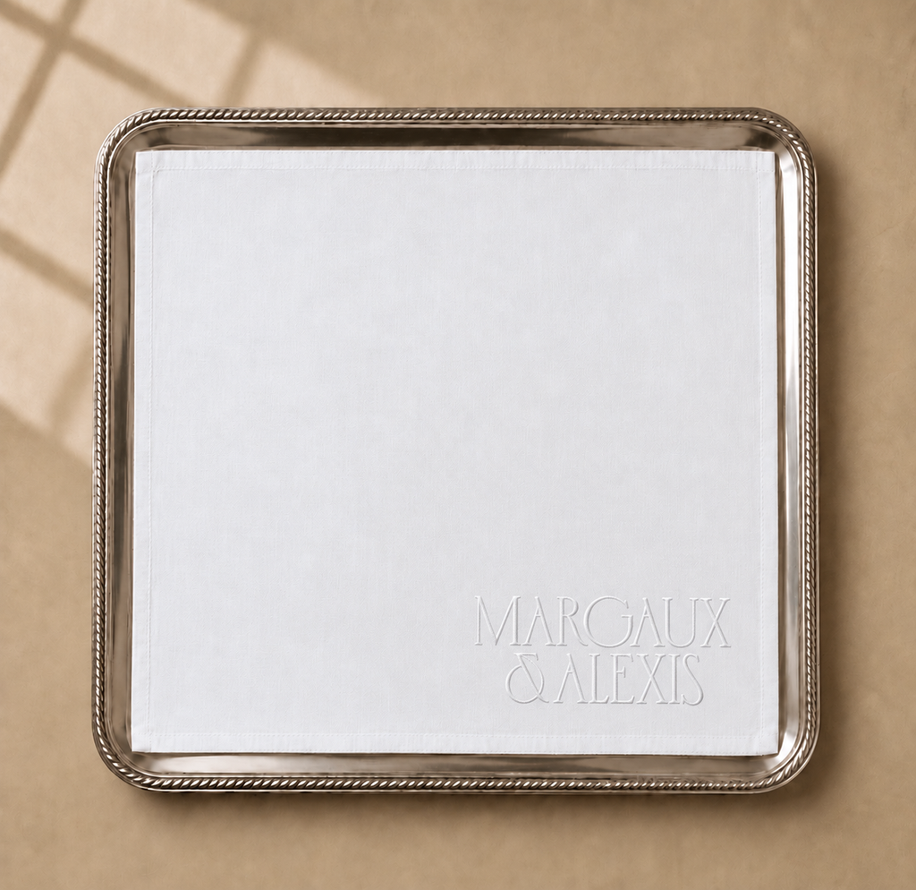 8 serviettes brodées « Margaux et Alexis » - Chloé MESLIER