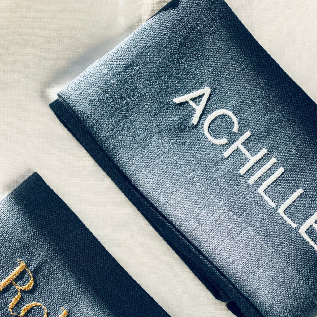 SERVIETTE DE TABLE PERSONNALISÉE - BLEU GRIS