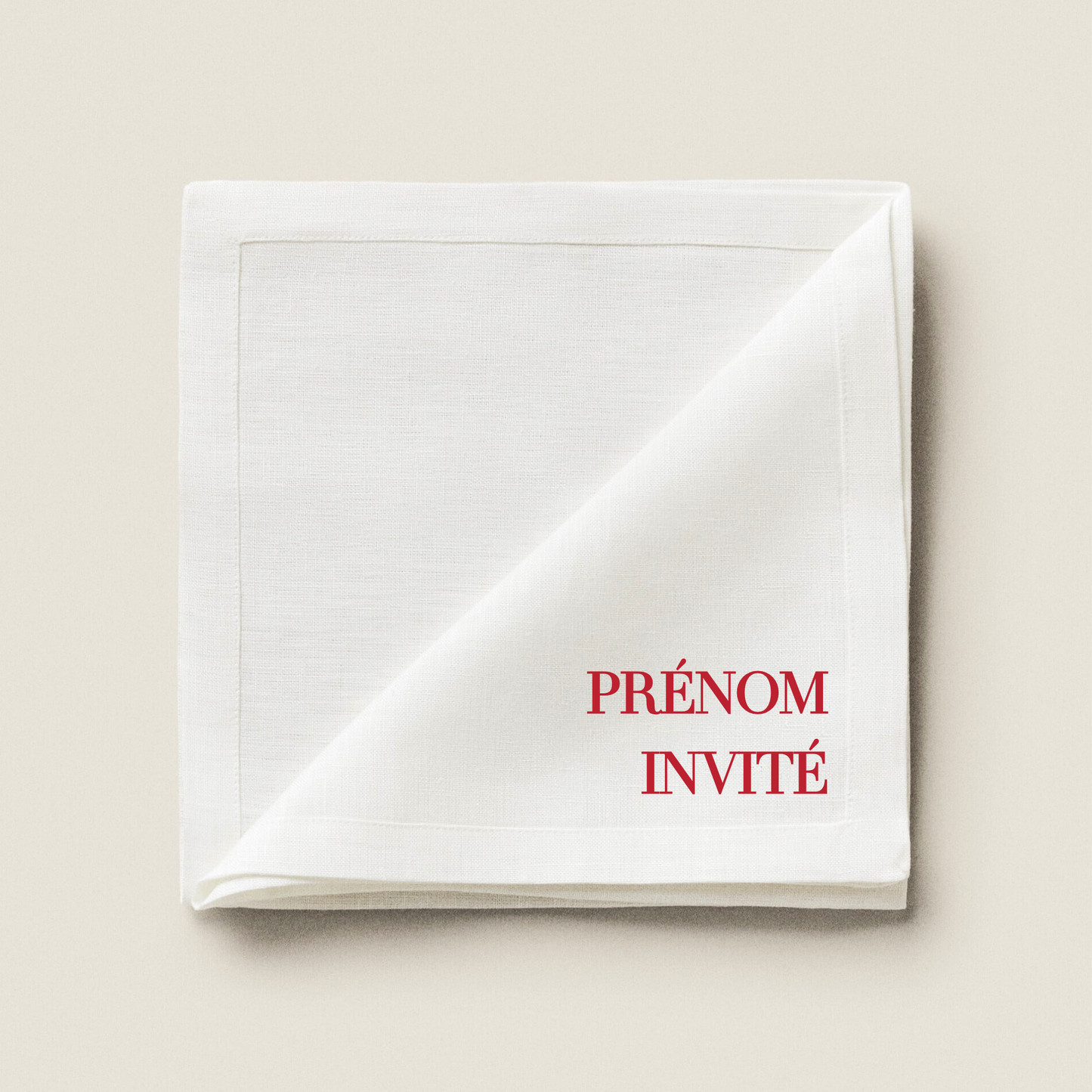 Serviette de table personnalisée mariage en lin avec broderie prénom brodés
