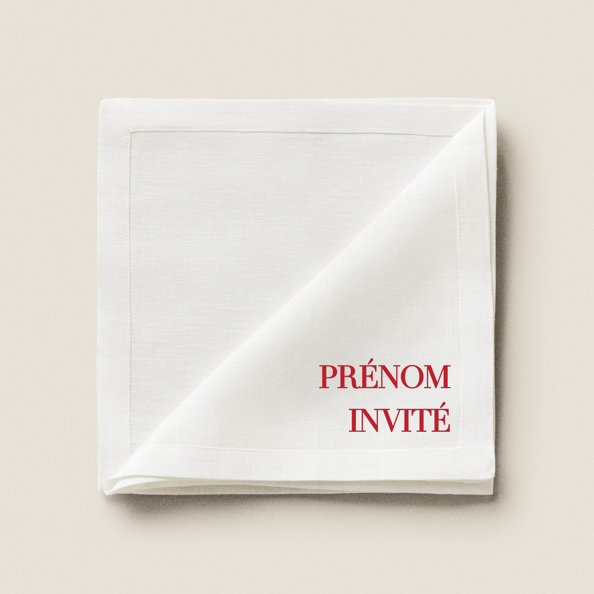 Serviette de table personnalisée mariage en lin avec broderie prénom brodés
