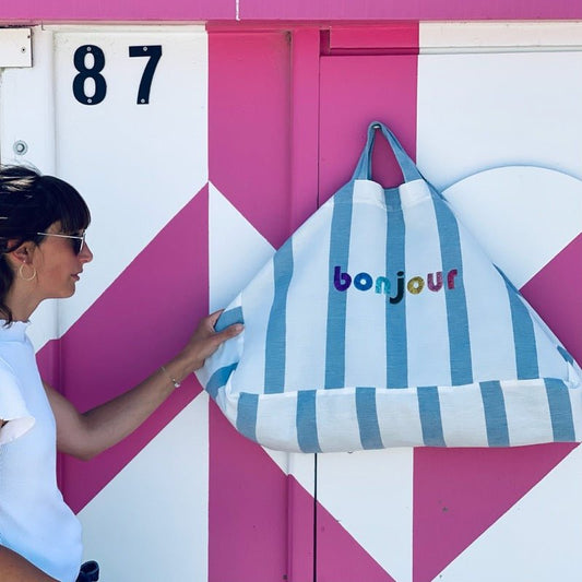 moutty Sac LE MAXI CABAS À RAYURES CABINE - BLEU - CAPSULE BONJOUR