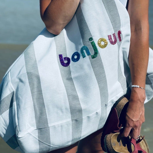 moutty Sac LE MAXI CABAS À RAYURES CABINE - GRIS - CAPSULE BONJOUR