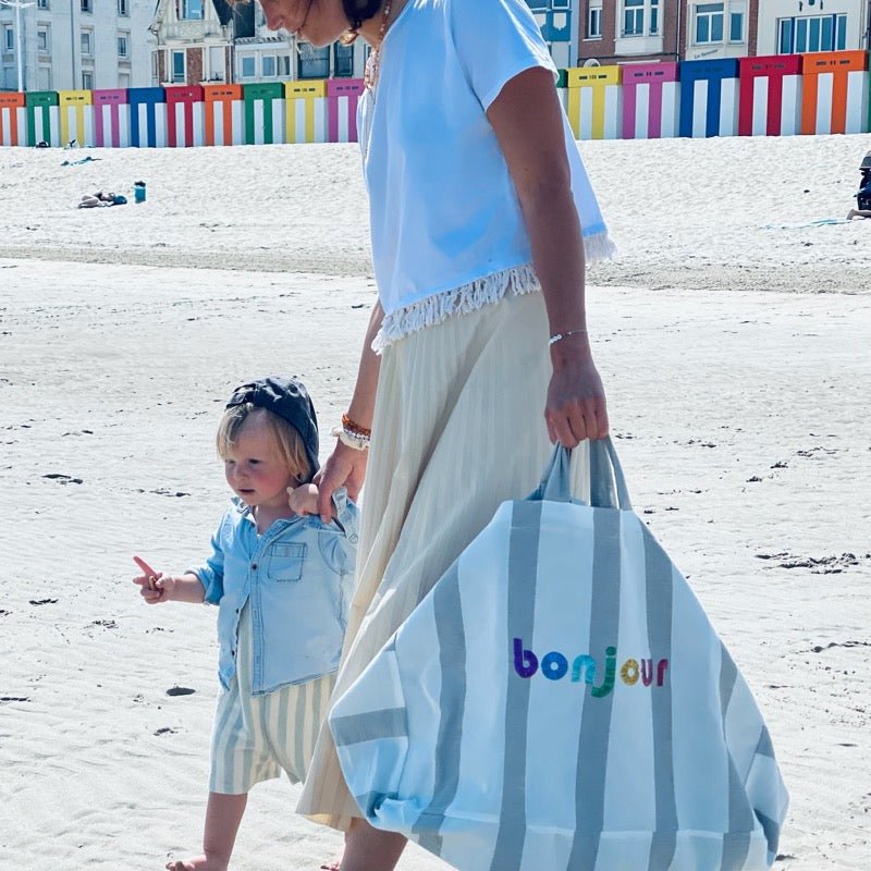 moutty Sac LE MAXI CABAS À RAYURES CABINE - GRIS - CAPSULE BONJOUR