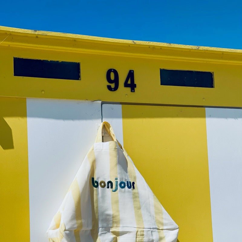 moutty Sac LE MAXI CABAS À RAYURES CABINE - JAUNE - CAPSULE BONJOUR