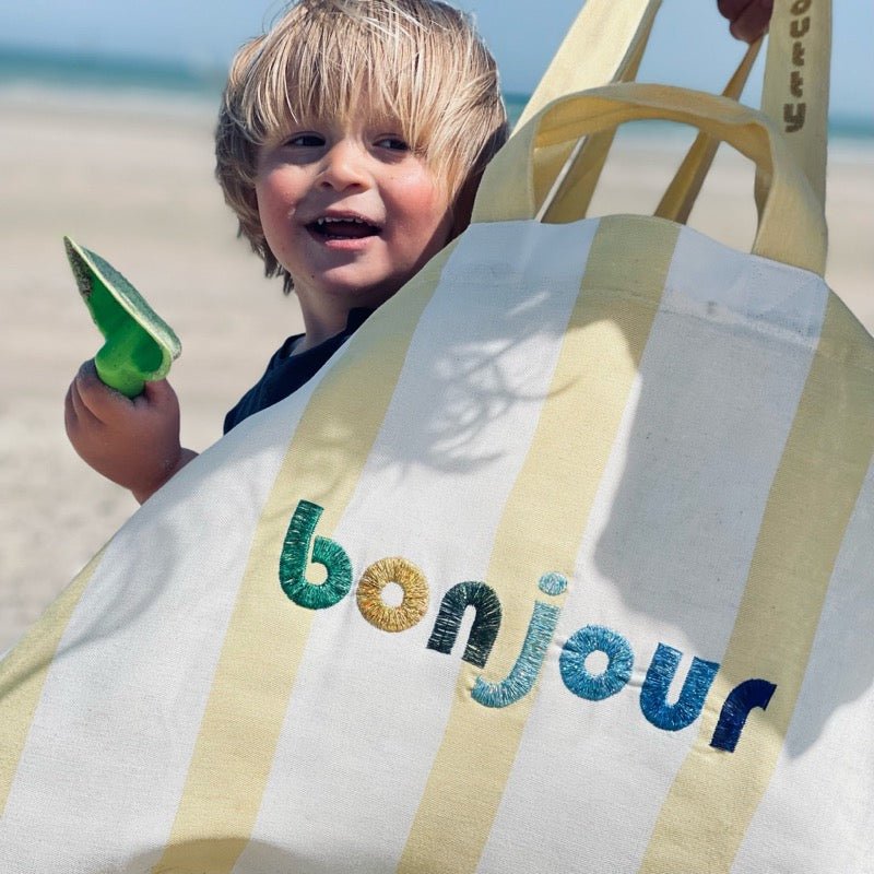 moutty Sac LE MAXI CABAS À RAYURES CABINE - JAUNE - CAPSULE BONJOUR