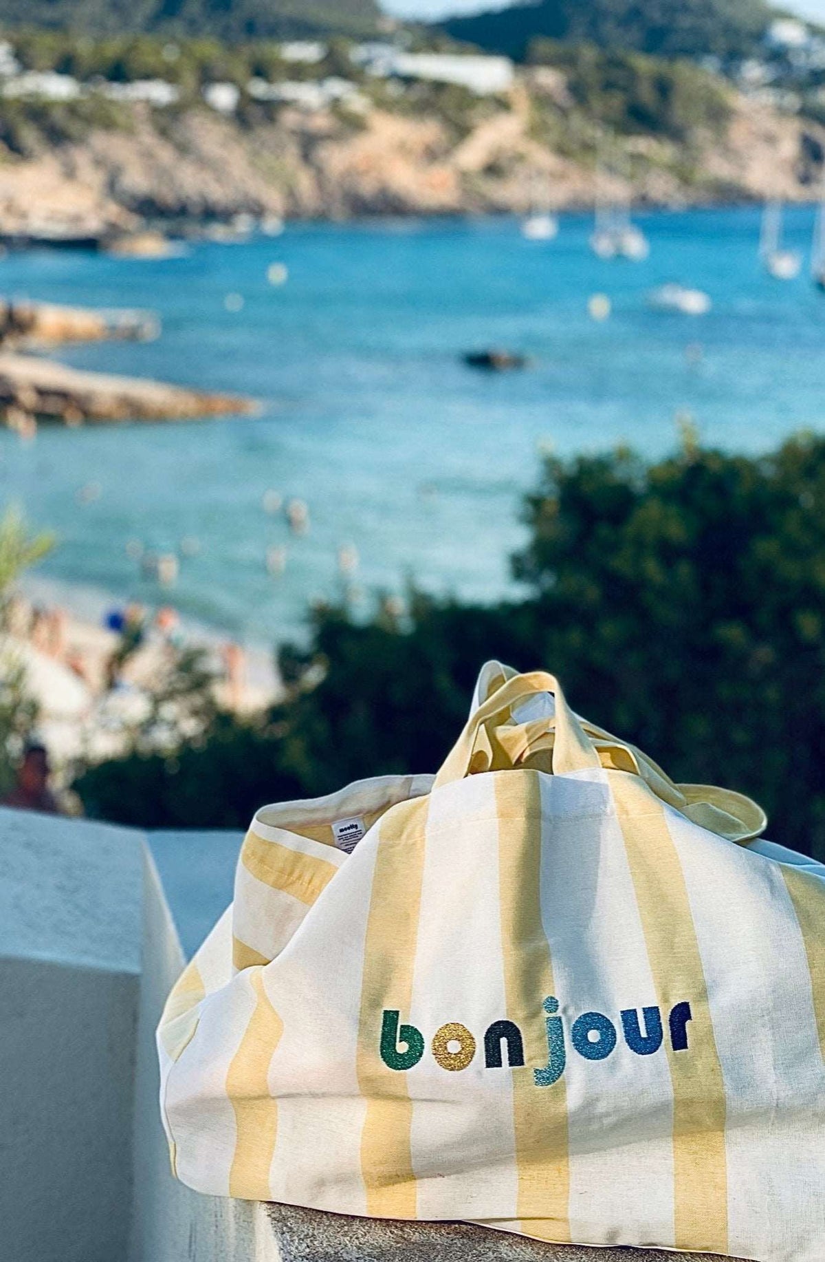 moutty Sac LE MAXI CABAS À RAYURES CABINE - JAUNE - CAPSULE BONJOUR