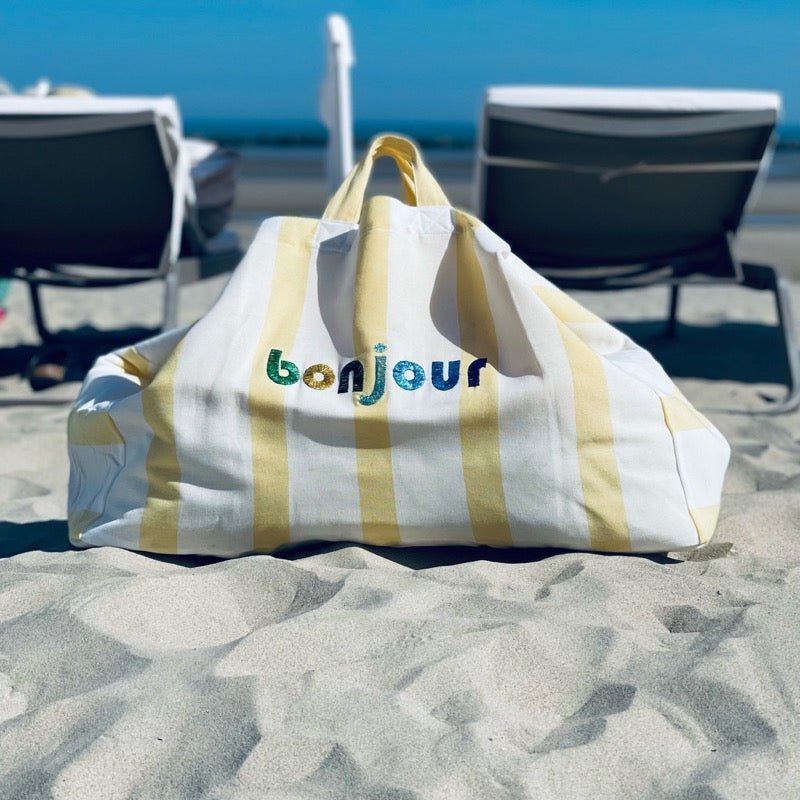 moutty Sac LE MAXI CABAS À RAYURES CABINE - JAUNE - CAPSULE BONJOUR