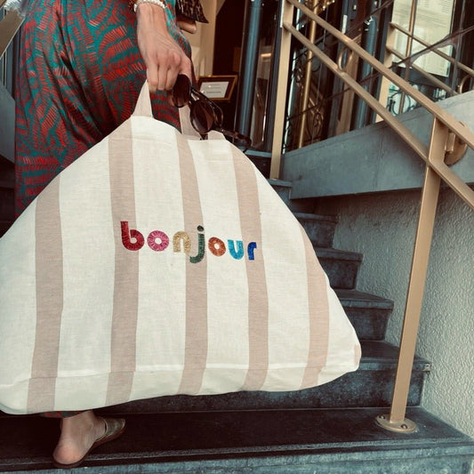 moutty Sac LE MAXI CABAS À RAYURES CABINE - TERRACOTA - CAPSULE BONJOUR