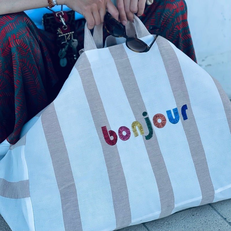 moutty Sac LE MAXI CABAS À RAYURES CABINE - TERRACOTA - CAPSULE BONJOUR