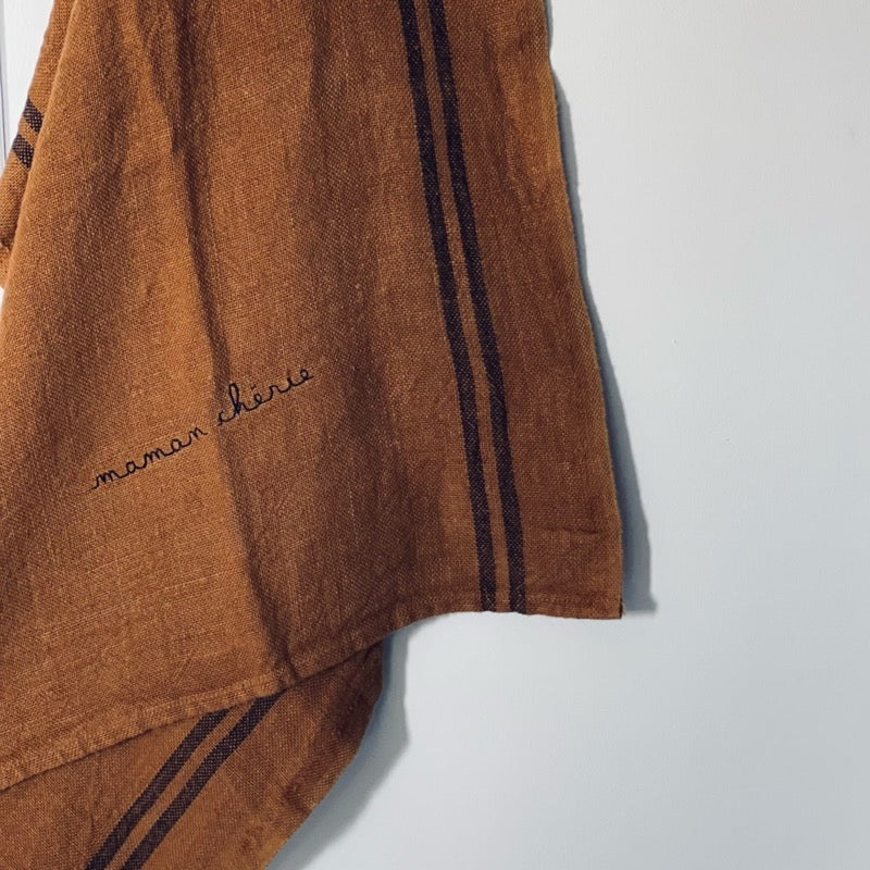 moutty BRODERIE MAMAN CHÉRIE Torchon le bocage - Bois - Brodé « maman chérie »