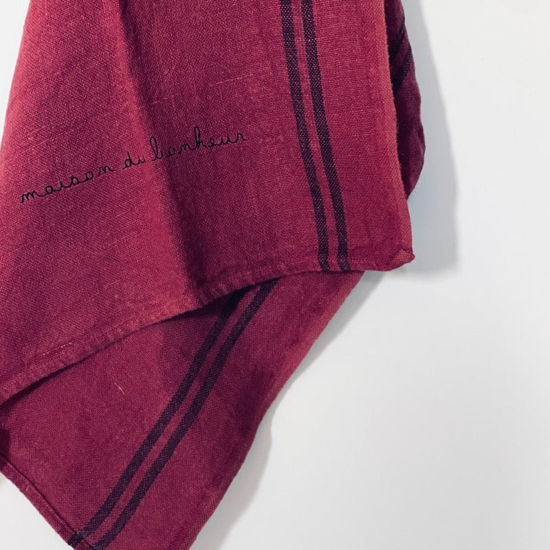 moutty BRODERIE MAISON DU BONHEUR Torchon le bocage - Médoc - Brodé « maison du bonheur »