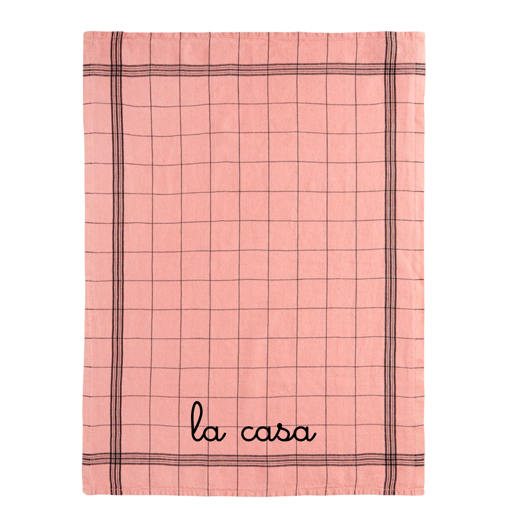 Torchon personnalisé en lin avec broderie prénom initiales
