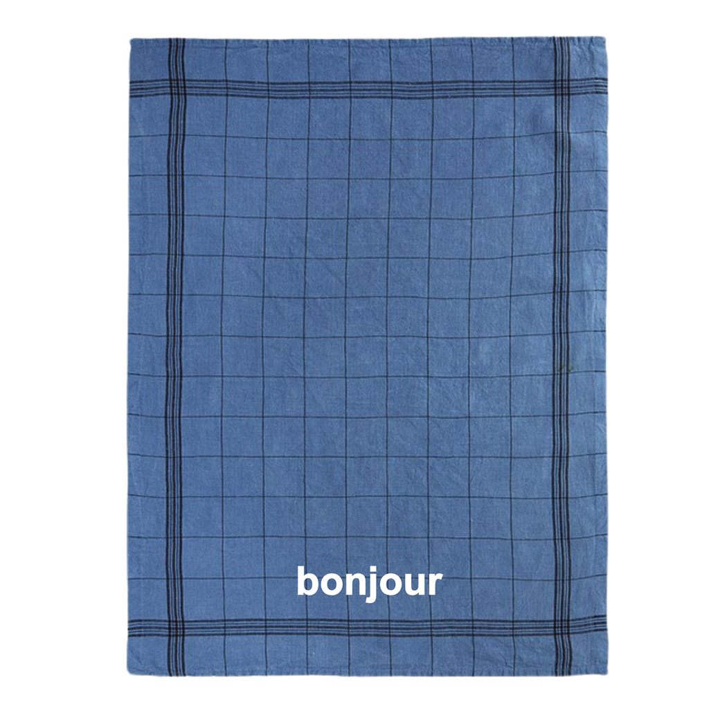 Torchon personnalisé en lin avec broderie prénom initiales
