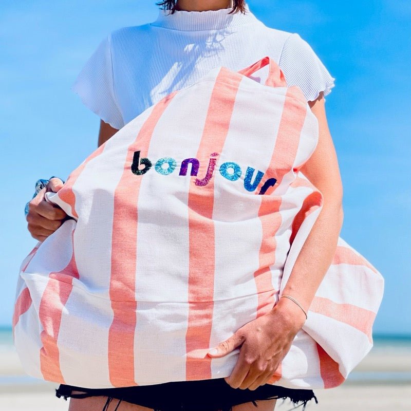 LE MAXI CABAS À RAYURES CABINE - ORANGE - CAPSULE BONJOUR moutty