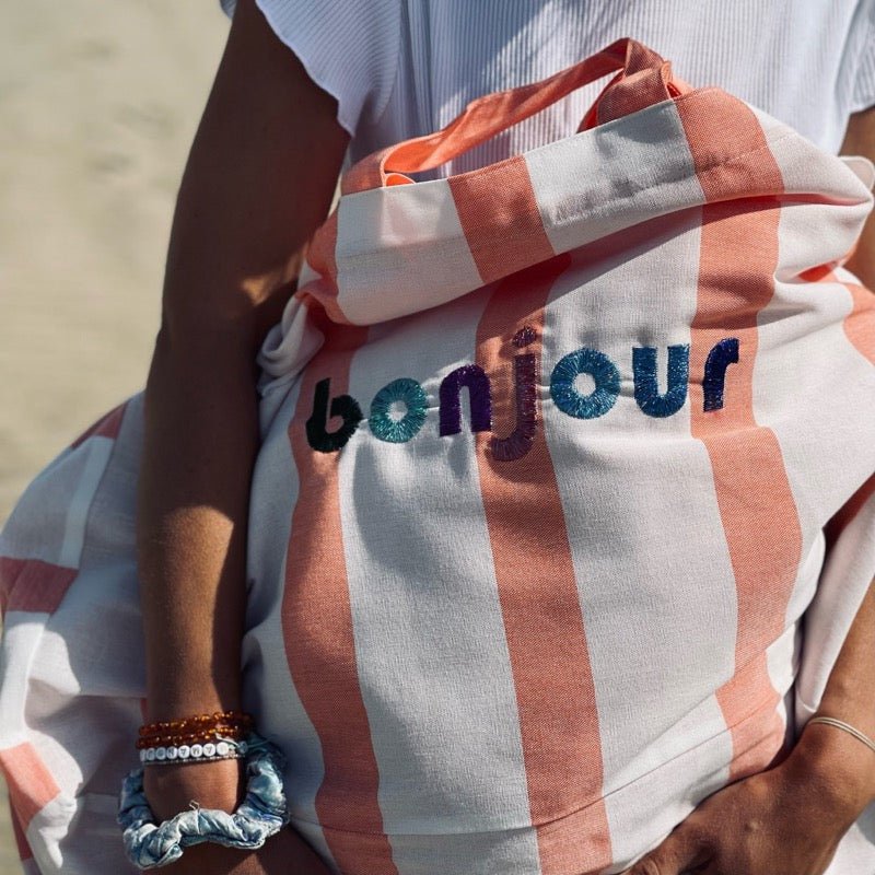 LE MAXI CABAS À RAYURES CABINE - ORANGE - CAPSULE BONJOUR moutty