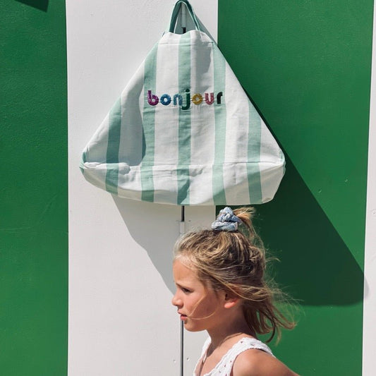 LE MAXI CABAS À RAYURES CABINE - VERT - CAPSULE BONJOUR moutty